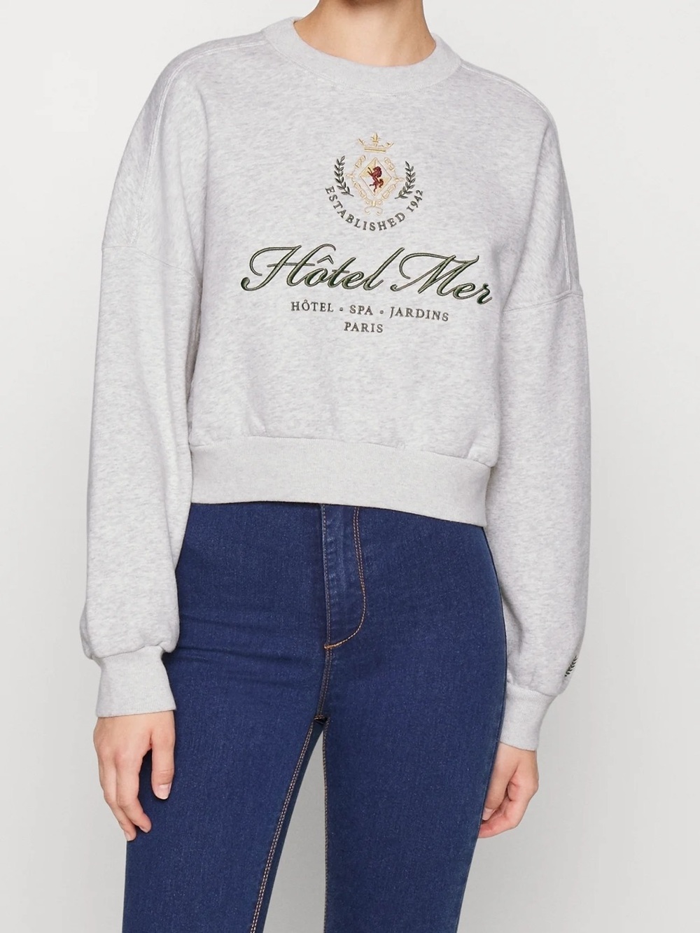 Abercrombie and Fitch Hotel Mer Cropped Crewneck Sweatshirt